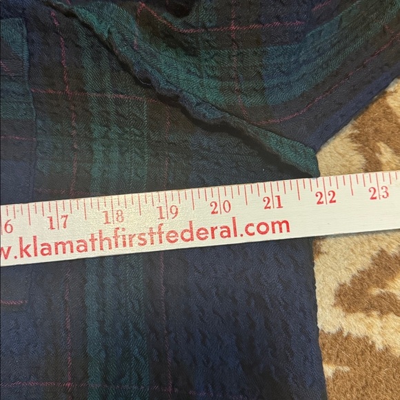 Caffe Marrakesh plaid gauze Blouse Top Womens L Pop over long line Tunic peasant - Picture 12 of 12